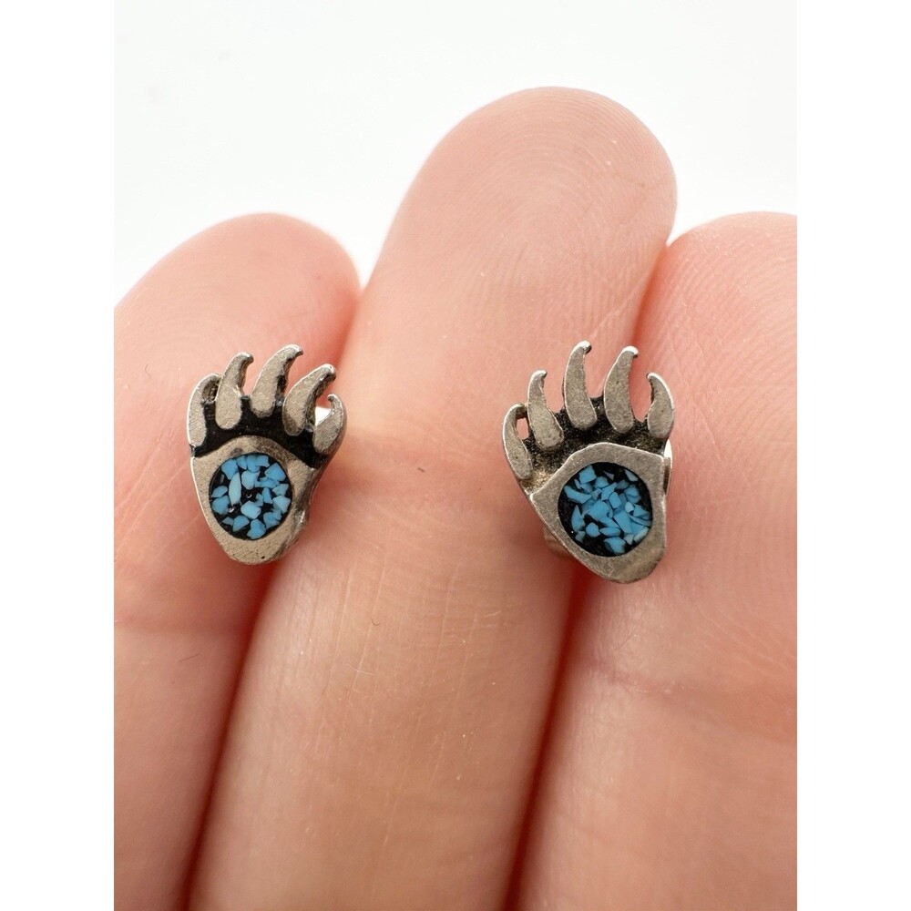 Vintage Turquoise Bear Paw Stud Earrings